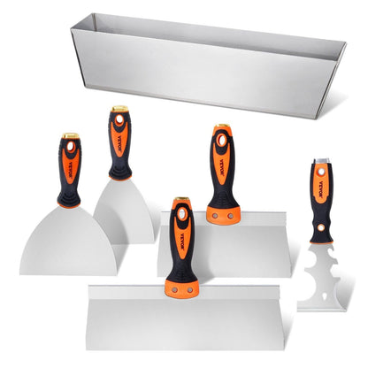VEVOR Drywall Knife Set, 6 PCS Drywall Tools Includes 3" Painter Scraper, Two Putty Knives, Two Taping Knives and 12" Mud Pan, Stainless Steel Spackle Tool, Drywall Finishing Tools for Home - Renee Lane Company