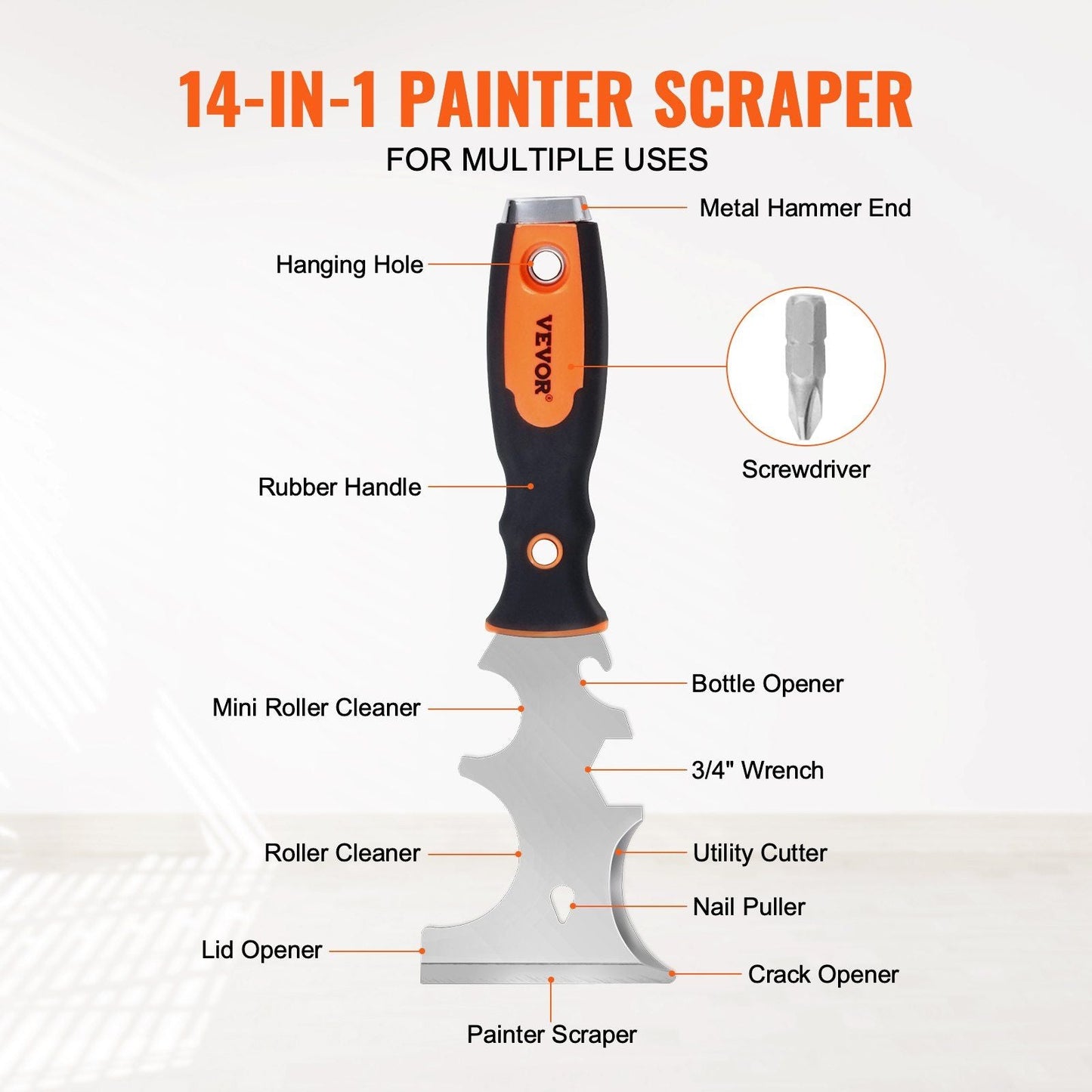 VEVOR Drywall Knife Set, 6 PCS Drywall Tools Includes 3" Painter Scraper, Two Putty Knives, Two Taping Knives and 12" Mud Pan, Stainless Steel Spackle Tool, Drywall Finishing Tools for Home - Renee Lane Company
