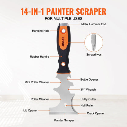 VEVOR Drywall Knife Set, 6 PCS Drywall Tools Includes 3" Painter Scraper, Two Putty Knives, Two Taping Knives and 12" Mud Pan, Stainless Steel Spackle Tool, Drywall Finishing Tools for Home - Renee Lane Company