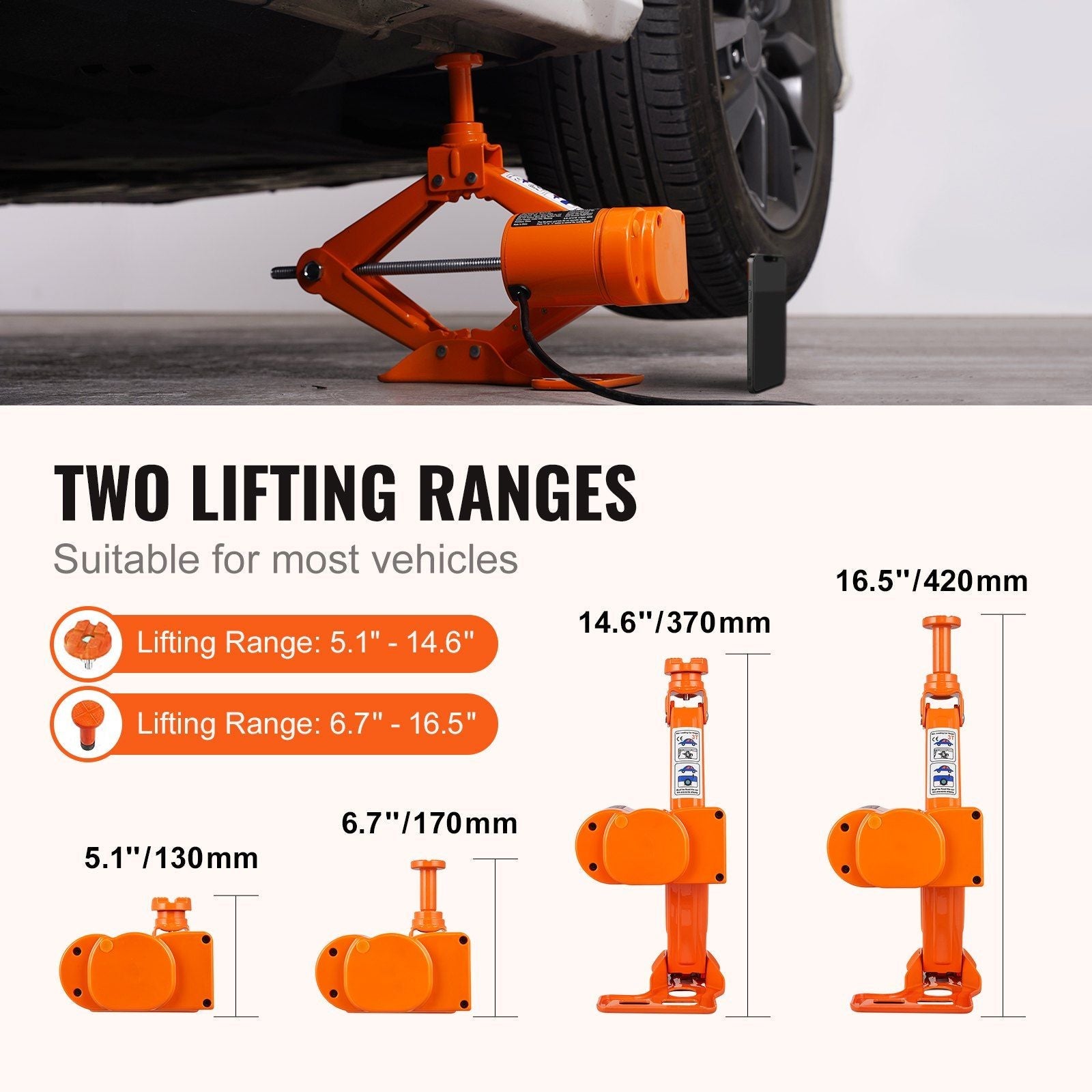 VEVOR Electric Car Jack, 3 Tons /6600 lbs Scissor Jack with Electric Impact Wrench, 12V Car Jack with Double Saddles with Remote Control, Portable Car Jack Lifting for Sedan, SUV, Truck Tire Change - Renee Lane Company