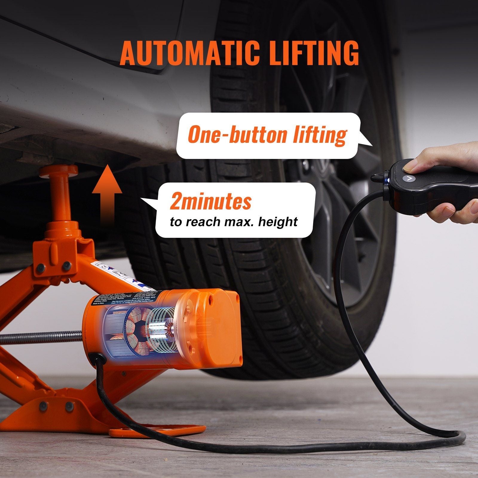 VEVOR Electric Car Jack, 3 Tons /6600 lbs Scissor Jack with Electric Impact Wrench, 12V Car Jack with Double Saddles with Remote Control, Portable Car Jack Lifting for Sedan, SUV, Truck Tire Change - Renee Lane Company