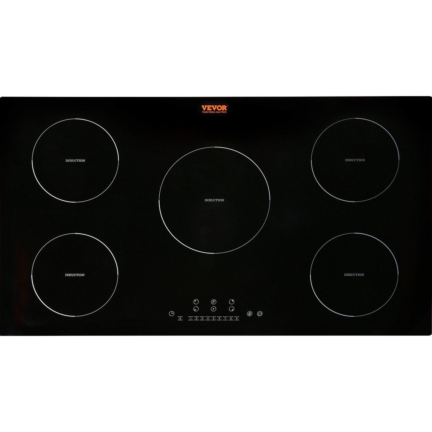 VEVOR Electric Cooktop, 5 Burners, 36'' Induction Stove Top, Built-in Magnetic Cooktop 9200W, 9 Heating Level Multifunctional Burner, LED Touch Screen w/ Child Lock & Over-Temperature Protection - Renee Lane Company