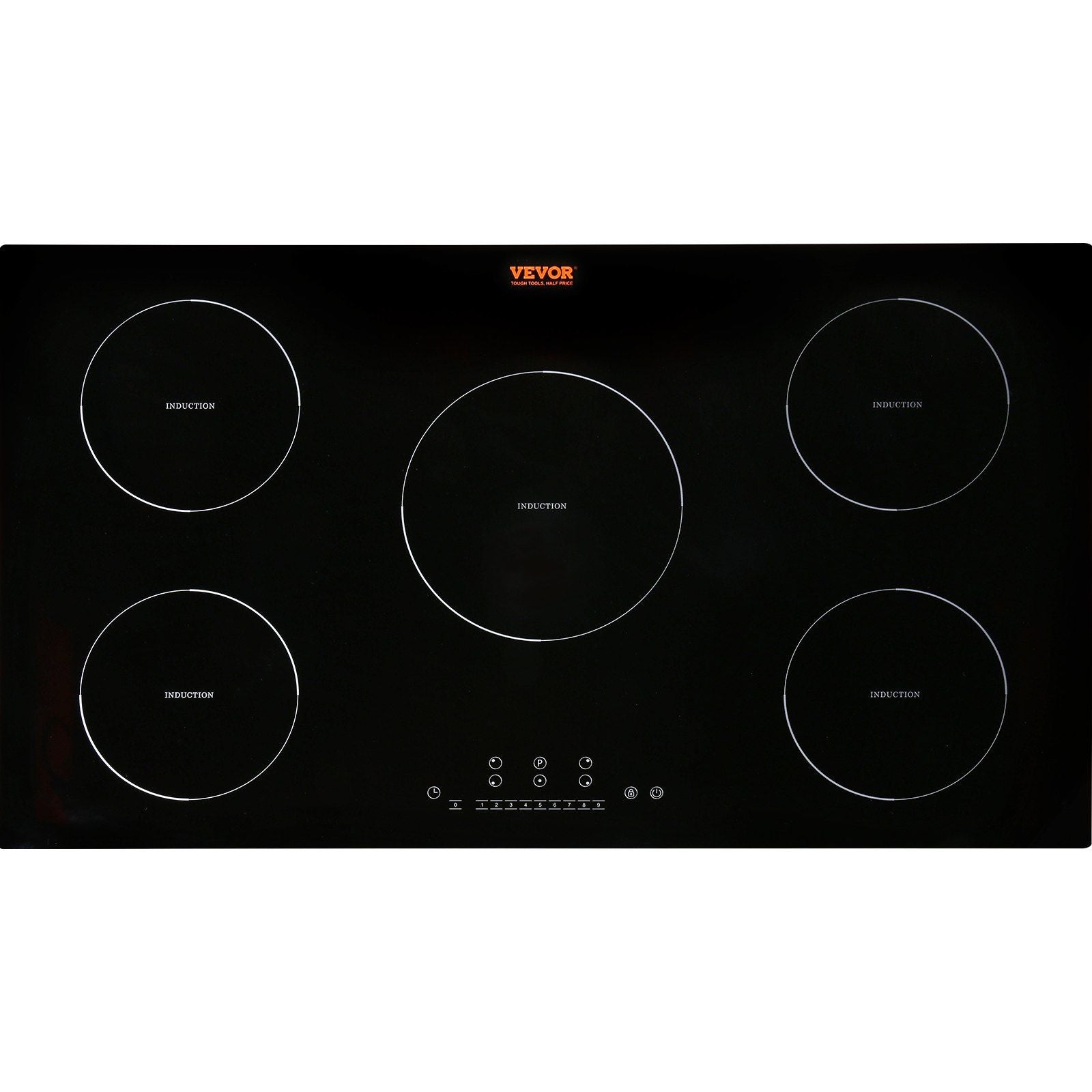 VEVOR Electric Cooktop, 5 Burners, 36'' Induction Stove Top, Built-in Magnetic Cooktop 9200W, 9 Heating Level Multifunctional Burner, LED Touch Screen w/ Child Lock & Over-Temperature Protection - Renee Lane Company