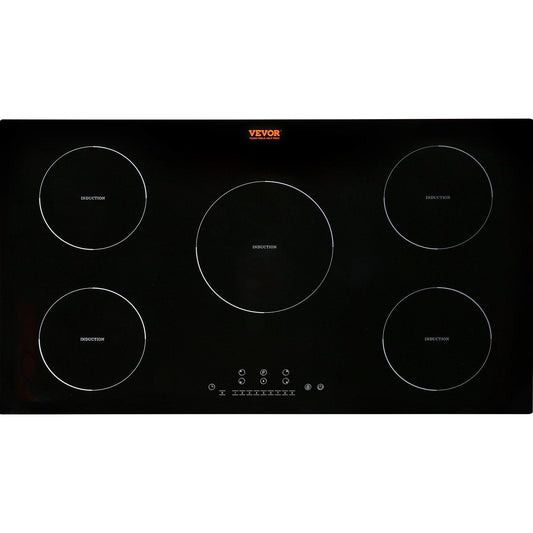 VEVOR Electric Cooktop, 5 Burners, 36'' Induction Stove Top, Built-in Magnetic Cooktop 9200W, 9 Heating Level Multifunctional Burner, LED Touch Screen w/ Child Lock & Over-Temperature Protection - Renee Lane Company