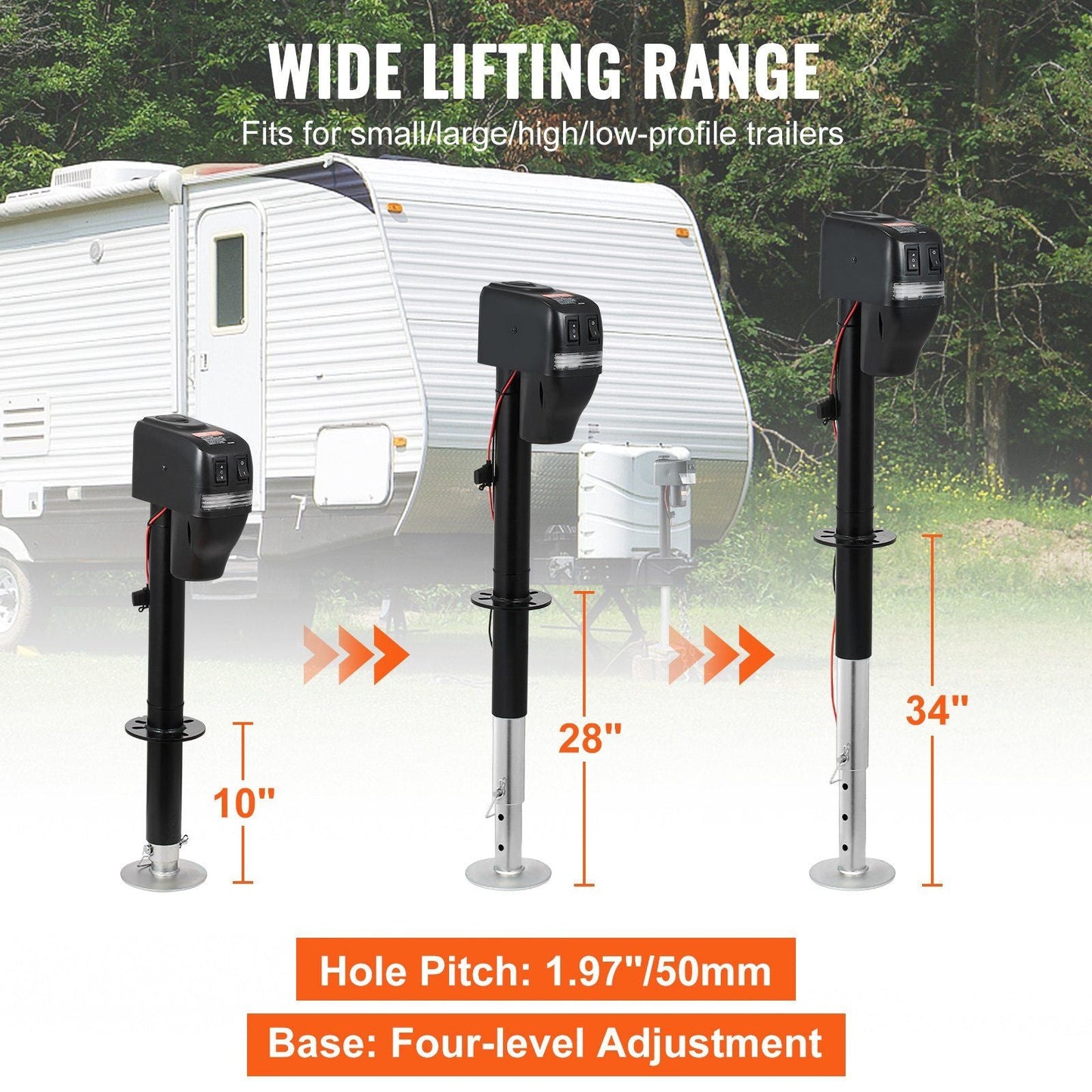 VEVOR Electric Trailer Jack, Power Tongue Jack Weight Capacity 4000 lbs, 9.84"-33.85" Electric Tongue Jack with Waterproof Cover for Lifting RV Trailer, Horse Trailer, Utility Trailer, Yacht Trailer - Renee Lane Company