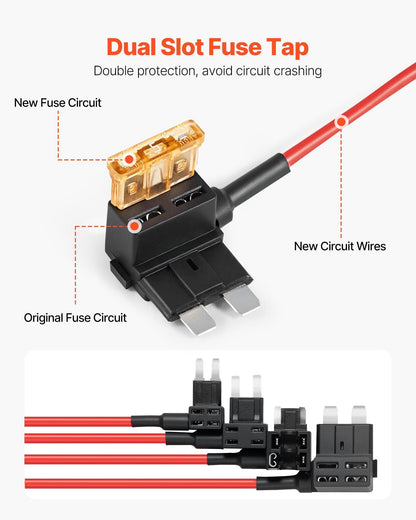 VEVOR Fuse Tap, 24 Packs, 4 Types 12V Car Add-a-Circuit Fuse Tap Adapter, Standard Mini Micro2 and Low Profile Mini Blade Fuses Holder, ATO ATC ATM Fuses Adapter Jumper for Cars Trucks Boats - Renee Lane Company