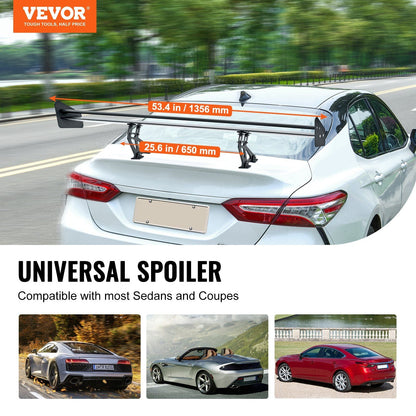 VEVOR GT Wing Car Spoiler, 53.1 inch Universal Spoiler with Double Deck, Adjustable Lightweight Aluminum, Car Rear Spoiler Wing, Racing Spoiler BGW/JDM Drift Black - Renee Lane Company