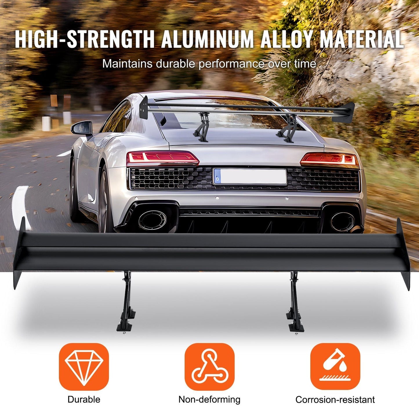VEVOR GT Wing Car Spoiler, 53.1 inch Universal Spoiler with Double Deck, Adjustable Lightweight Aluminum, Car Rear Spoiler Wing, Racing Spoiler BGW/JDM Drift Black - Renee Lane Company