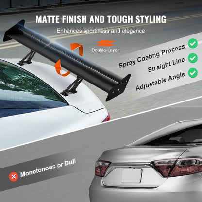 VEVOR GT Wing Car Spoiler, 53.1 inch Universal Spoiler with Double Deck, Adjustable Lightweight Aluminum, Car Rear Spoiler Wing, Racing Spoiler BGW/JDM Drift Black - Renee Lane Company