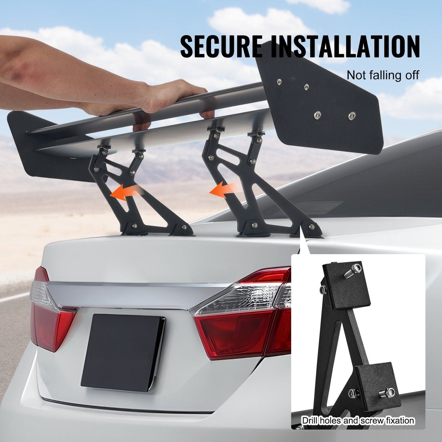 VEVOR GT Wing Car Spoiler, 53.1 inch Universal Spoiler with Double Deck, Adjustable Lightweight Aluminum, Car Rear Spoiler Wing, Racing Spoiler BGW/JDM Drift Black - Renee Lane Company