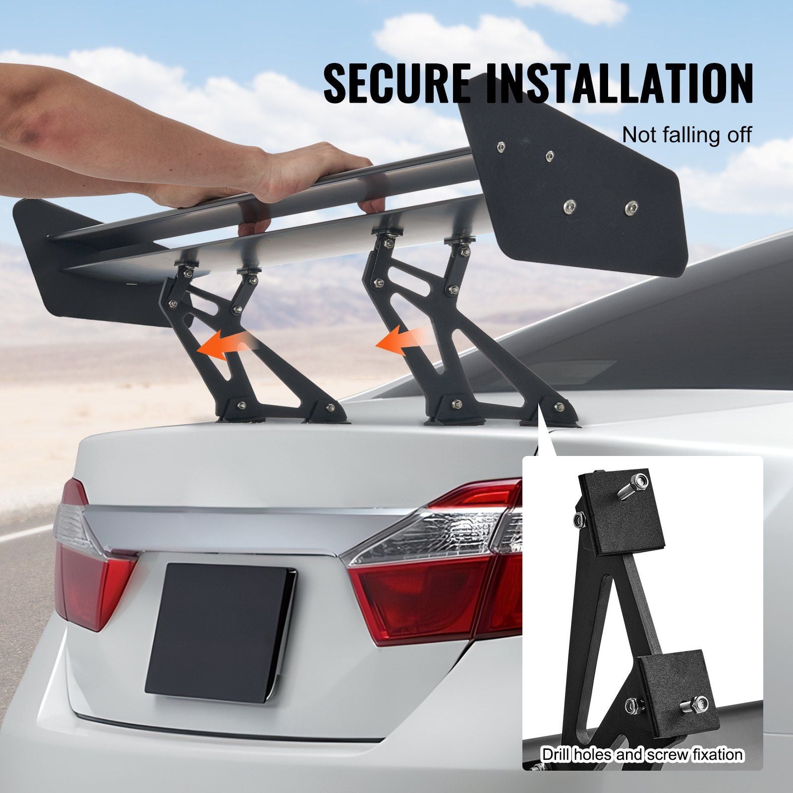 VEVOR GT Wing Car Spoiler, 53.1 inch Universal Spoiler with Double Deck, Adjustable Lightweight Aluminum, Car Rear Spoiler Wing, Racing Spoiler BGW/JDM Drift Black - Renee Lane Company