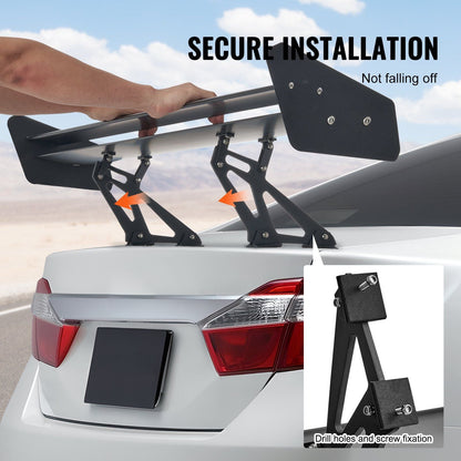 VEVOR GT Wing Car Spoiler, 53.1 inch Universal Spoiler with Double Deck, Adjustable Lightweight Aluminum, Car Rear Spoiler Wing, Racing Spoiler BGW/JDM Drift Black - Renee Lane Company