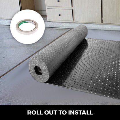 VEVOR Garage Floor Mats 2 Rolls 17 x 3.6 Ft Garage Mat 2.5mm Thickness Black Garage Flooring PVC Garage Mats for Under Car - Renee Lane Company