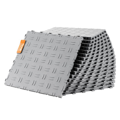 VEVOR Garage Tiles Interlocking, 12 x 12 x 0.53 inch 25 Pack Garage Floor Covering Tiles, Non-Slip Double-Sided Texture Garage Flooring Tiles, for Garages, Basements, Repair Shops, Silver - Renee Lane Company