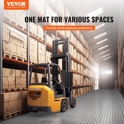 VEVOR Garage Tiles Interlocking, 12 x 12 x 0.53 inch 25 Pack Garage Floor Covering Tiles, Non-Slip Double-Sided Texture Garage Flooring Tiles, for Garages, Basements, Repair Shops, Silver - Renee Lane Company