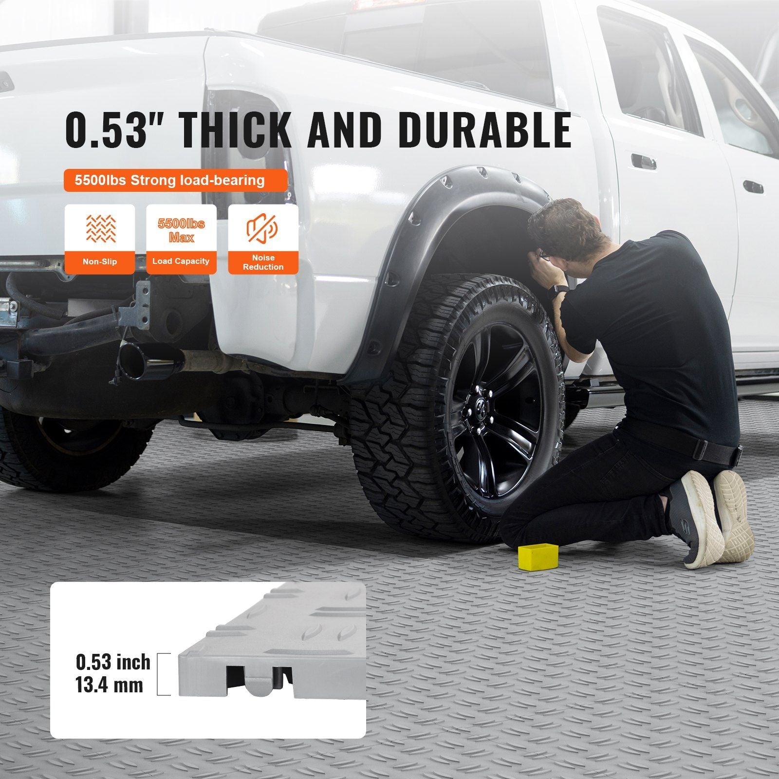 VEVOR Garage Tiles Interlocking, 12 x 12 x 0.53 inch 25 Pack Garage Floor Covering Tiles, Non-Slip Double-Sided Texture Garage Flooring Tiles, for Garages, Basements, Repair Shops, Silver - Renee Lane Company