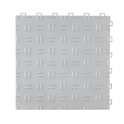 VEVOR Garage Tiles Interlocking, 12 x 12 x 0.53 inch 25 Pack Garage Floor Covering Tiles, Non-Slip Double-Sided Texture Garage Flooring Tiles, for Garages, Basements, Repair Shops, Silver - Renee Lane Company