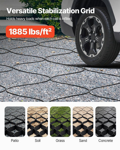 VEVOR Gravel Grid, 2 Inch Depth, 26.87 x 3.94 FT / 8200 x 1200 mm, 1880 LBS Per Sq ft Grass Ground Retainer, Permeable Geo Grids Driveway Stabilization, for Garden, Patio, Walkway, RV Parking Slopes - Renee Lane Company