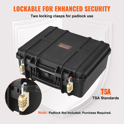 VEVOR Hard Pistol Cases with Pre-cut PU Foam, Waterproof & Dustproof Hard Gun Case for 6 Pistol, 19.3×17.1×8.3 in Lockable Pistol Case, Black - Renee Lane Company