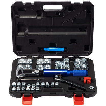 VEVOR Hydraulic Flaring Tool Kit, 45° Double Flaring Tool, Brake Repair Brake Flaring Tools for 3/16"-1/2", Brake Flare Tool with Tube Cutter and Deburrer, 32 PCS Tube Flaring Tools for Copper Lines - Renee Lane Company