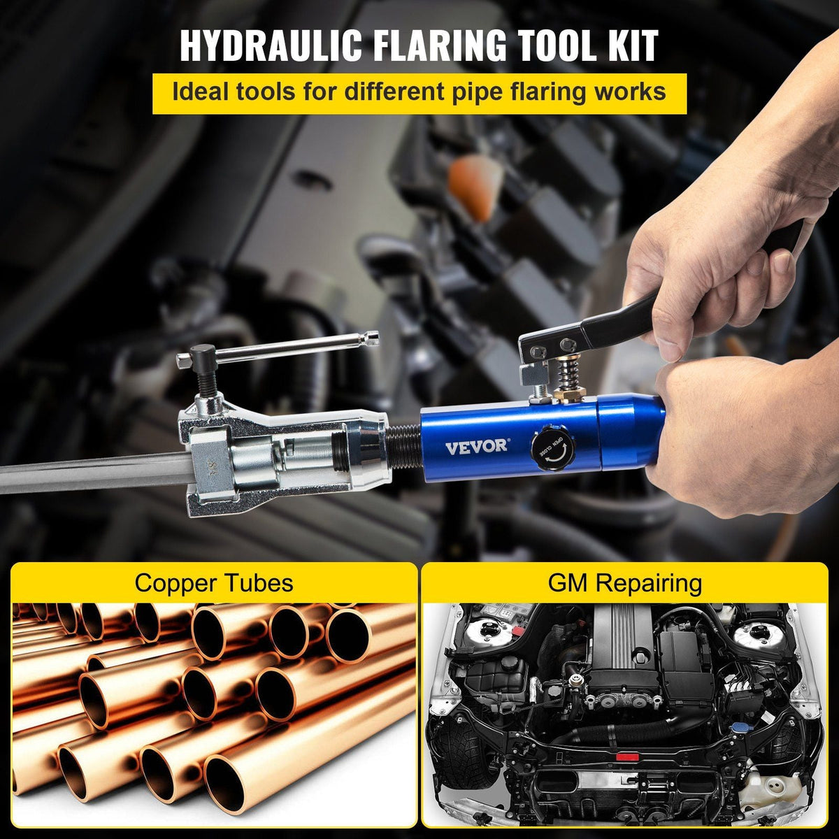 VEVOR Hydraulic Flaring Tool Kit, 45° Double Flaring Tool, Brake Repair Brake Flaring Tools for 3/16"-1/2", Brake Flare Tool with Tube Cutter and Deburrer, 32 PCS Tube Flaring Tools for Copper Lines - Renee Lane Company