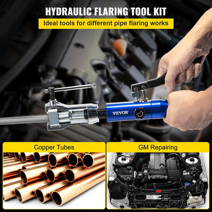 VEVOR Hydraulic Flaring Tool Kit, 45° Double Flaring Tool, Brake Repair Brake Flaring Tools for 3/16"-1/2", Brake Flare Tool with Tube Cutter and Deburrer, 32 PCS Tube Flaring Tools for Copper Lines - Renee Lane Company