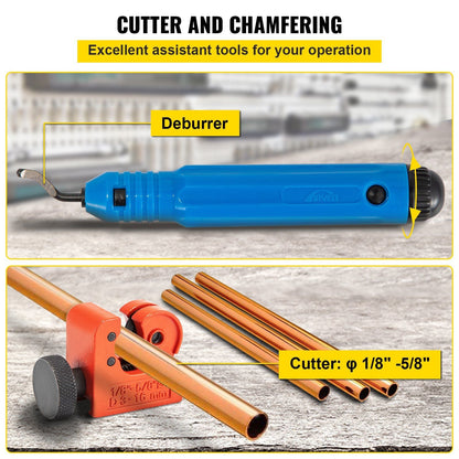 VEVOR Hydraulic Flaring Tool Kit, 45° Double Flaring Tool, Brake Repair Brake Flaring Tools for 3/16"-1/2", Brake Flare Tool with Tube Cutter and Deburrer, 32 PCS Tube Flaring Tools for Copper Lines - Renee Lane Company