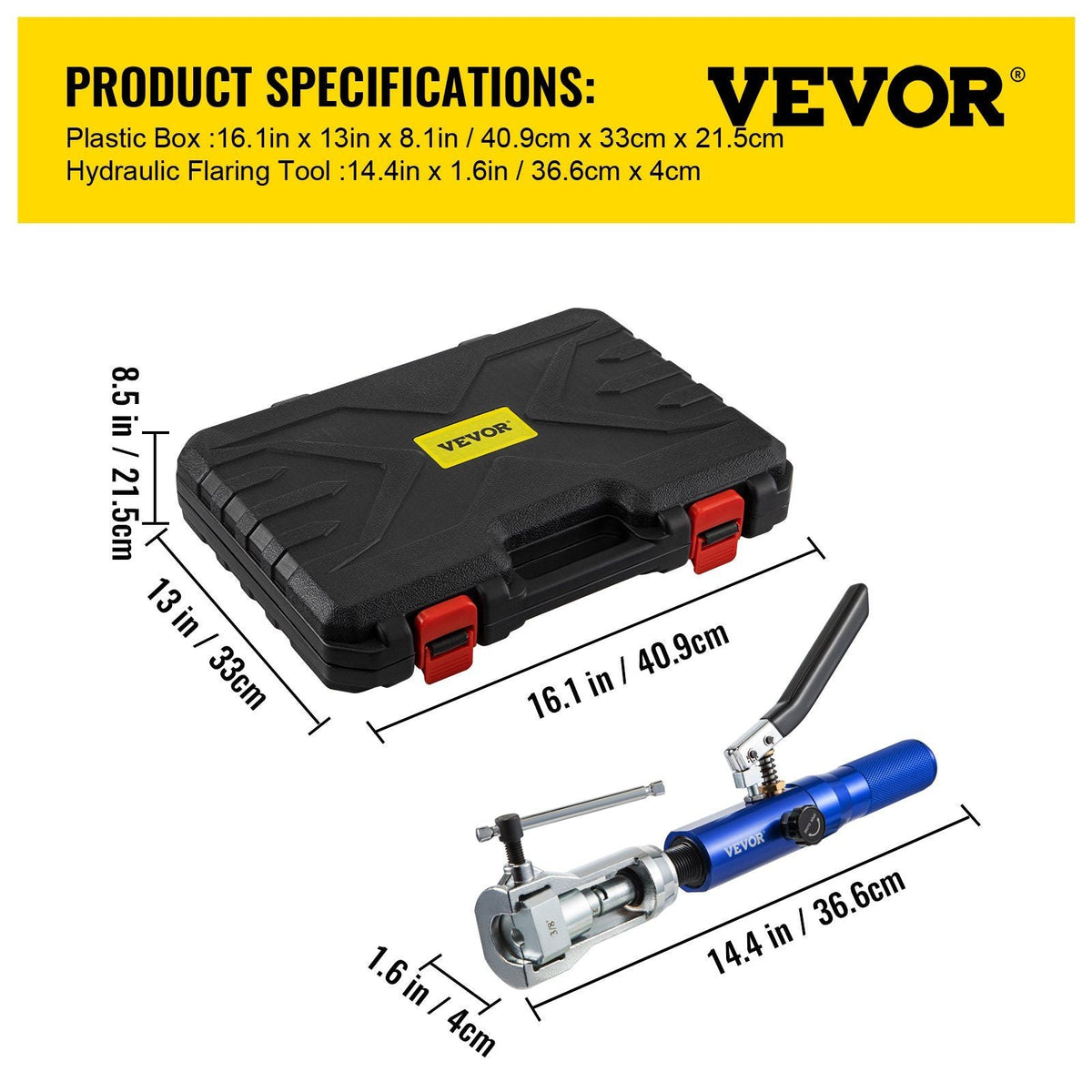 VEVOR Hydraulic Flaring Tool Kit, 45° Double Flaring Tool, Brake Repair Brake Flaring Tools for 3/16"-1/2", Brake Flare Tool with Tube Cutter and Deburrer, 32 PCS Tube Flaring Tools for Copper Lines - Renee Lane Company