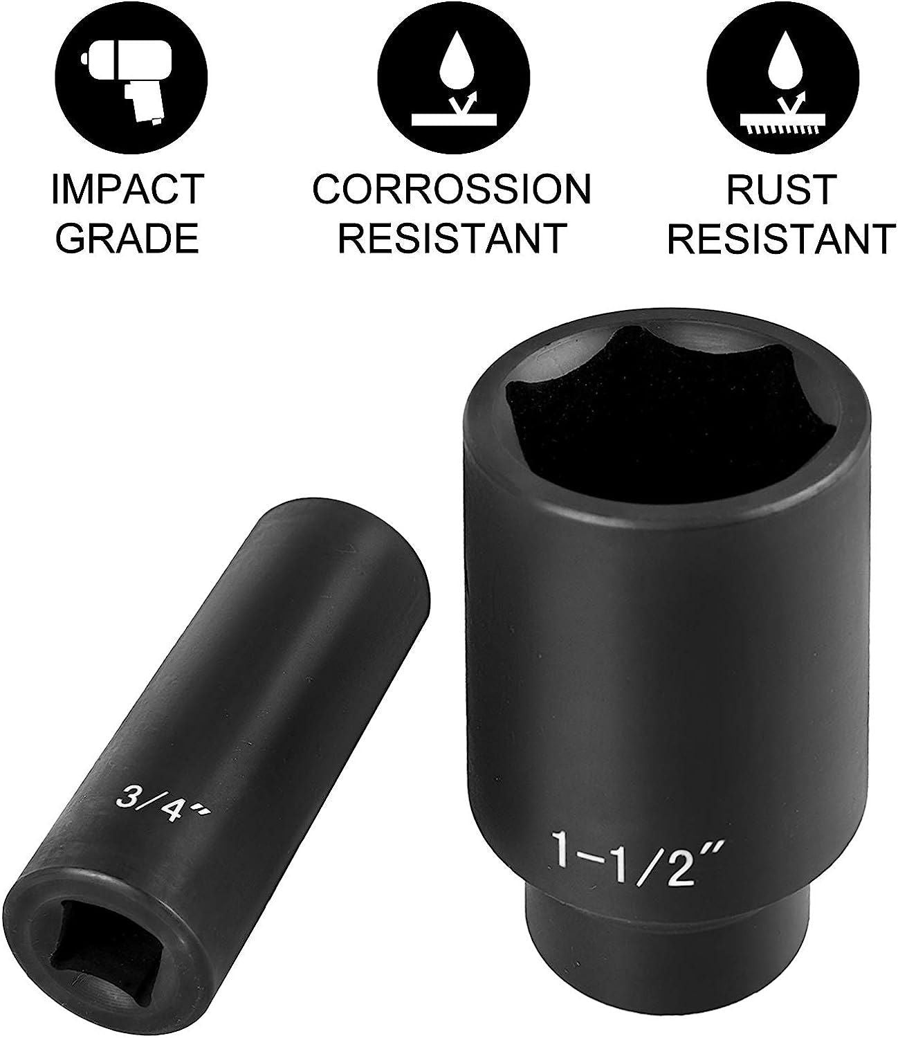 VEVOR Impact Socket Set 1/2 Inches 19 Piece Impact Sockets, Deep Socket, 6-Point Sockets, Rugged Construction, Cr-V, 1/2 Inches Drive Socket Set Impact 3/8 inch - 1-1/2 inch, with a Storage Cage - Renee Lane Company