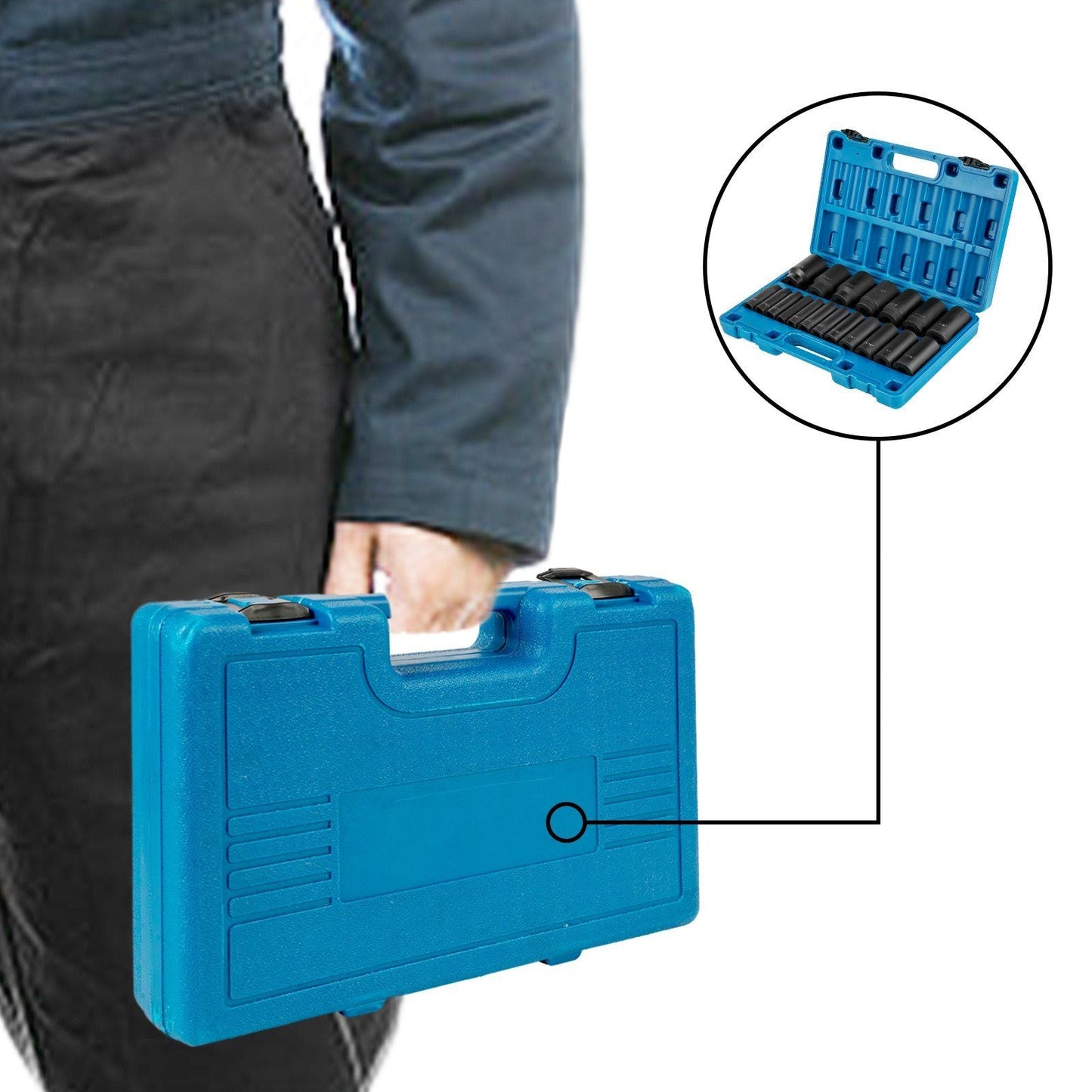 VEVOR Impact Socket Set 1/2 Inches 19 Piece Impact Sockets, Deep Socket, 6-Point Sockets, Rugged Construction, Cr-V, 1/2 Inches Drive Socket Set Impact 3/8 inch - 1-1/2 inch, with a Storage Cage - Renee Lane Company