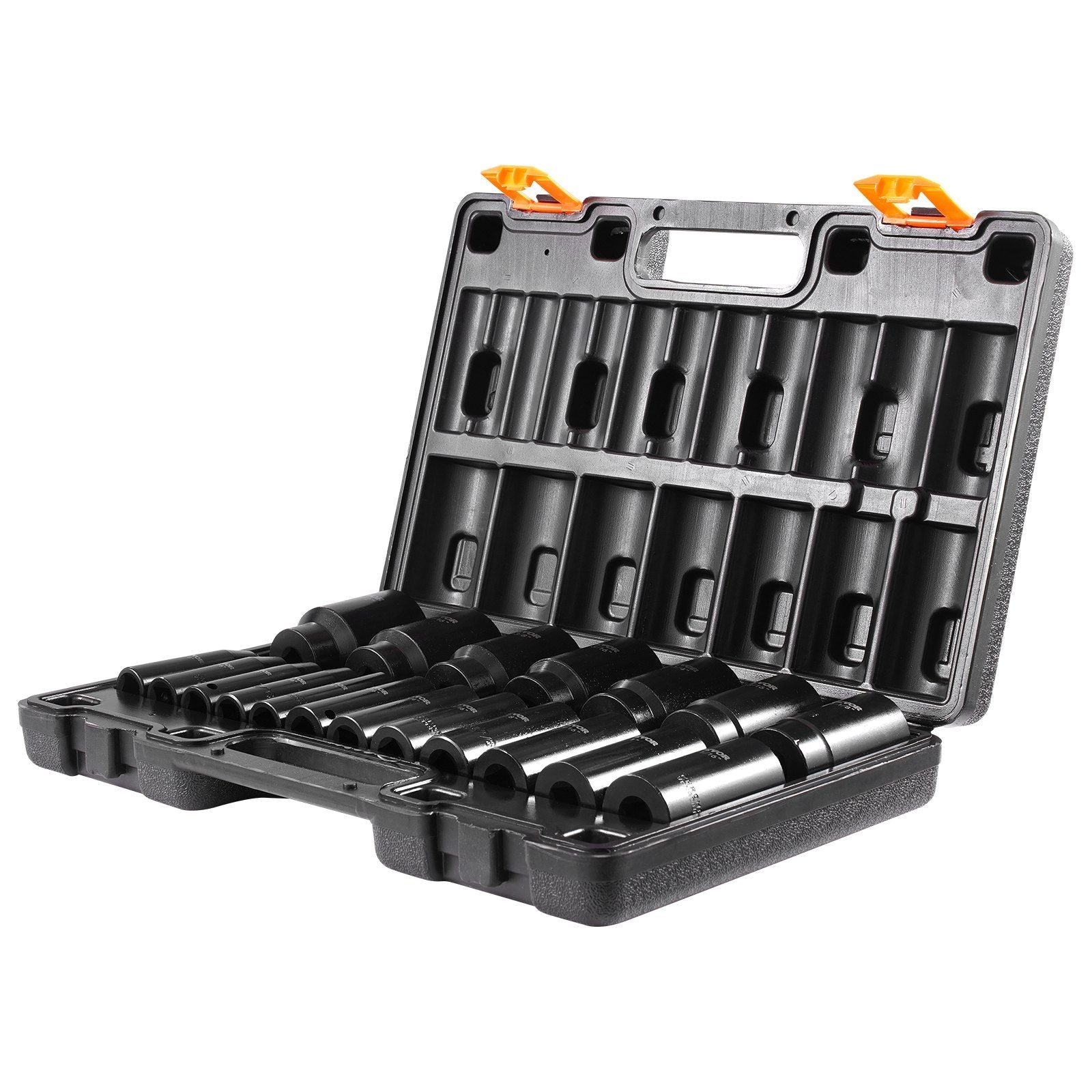 VEVOR Impact Socket Set 1/2 Inches 19 Piece Impact Sockets, Deep Socket, 6-Point Sockets, Rugged Construction, Cr-V, 1/2 Inches Drive Socket Set Impact 3/8 inch - 1-1/2 inch, with a Storage Cage - Renee Lane Company