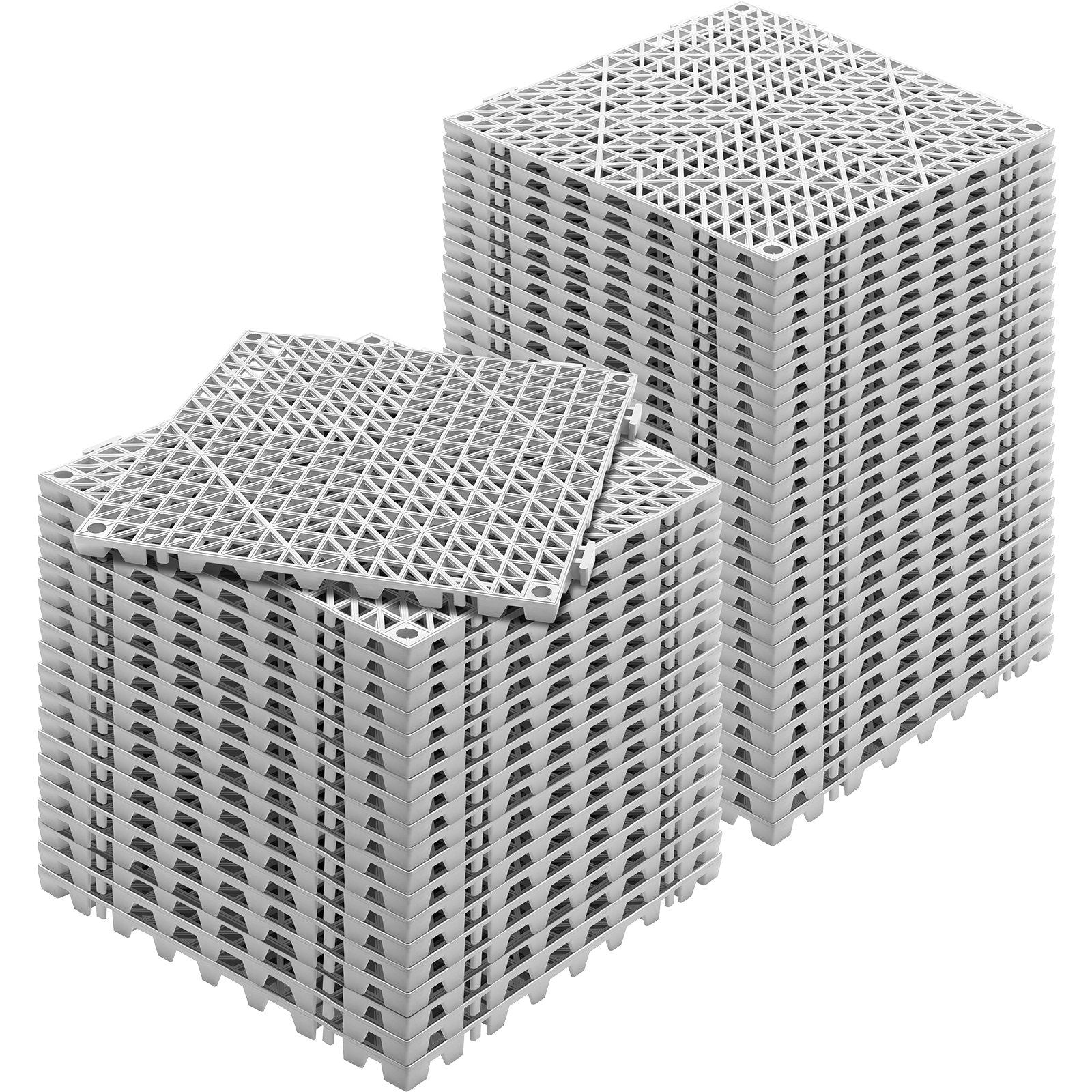VEVOR Interlocking Tile 50PCS Gray, Drainage Tiles 12" x 12" Splicing, PVC Interlocking Drainage Floor Tiles, Non-Slip Drainage Holes for Restroom, Bathroom, Kitchen, Pool, Wet Areas - Renee Lane Company