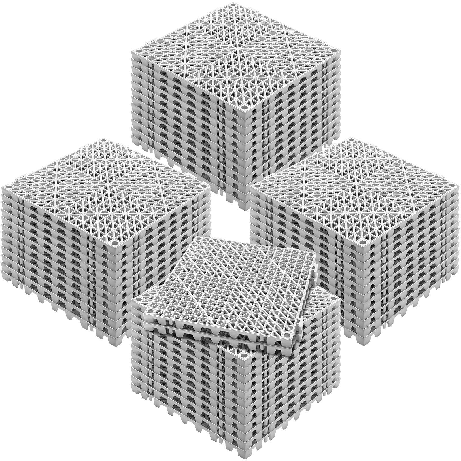 VEVOR Interlocking Tile 50PCS Gray, Drainage Tiles 12" x 12" Splicing, PVC Interlocking Drainage Floor Tiles, Non-Slip Drainage Holes for Restroom, Bathroom, Kitchen, Pool, Wet Areas - Renee Lane Company