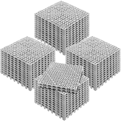 VEVOR Interlocking Tile 50PCS Gray, Drainage Tiles 12" x 12" Splicing, PVC Interlocking Drainage Floor Tiles, Non-Slip Drainage Holes for Restroom, Bathroom, Kitchen, Pool, Wet Areas - Renee Lane Company