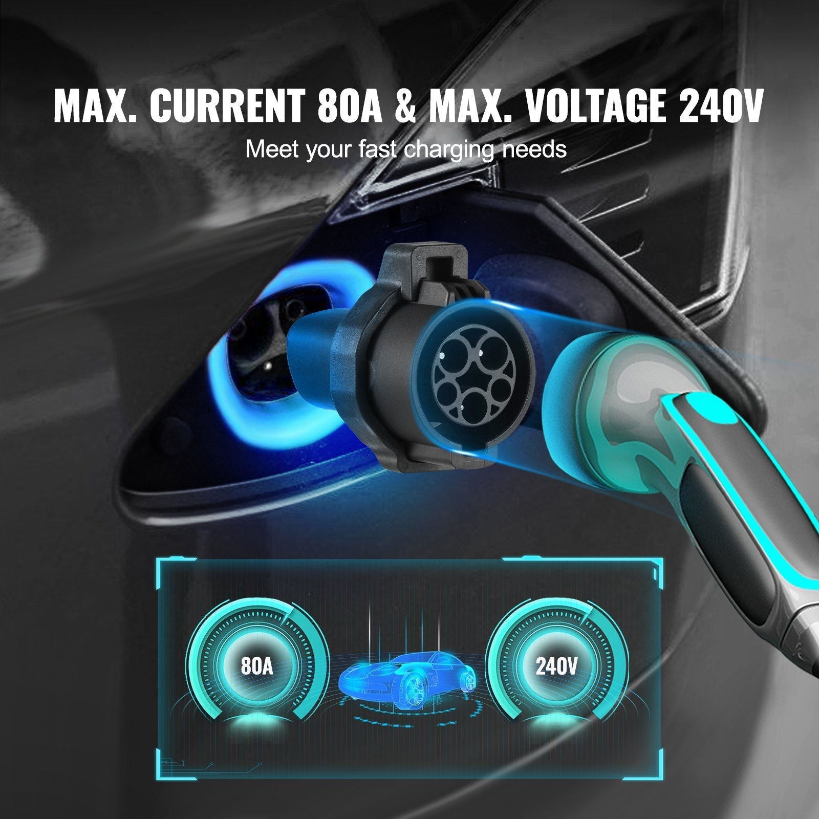 VEVOR J1772 to Tesla Charger Adapter, 80 Amp 240V AC, SAE J1772 EV Charging Adapter to Tesla Plug, IP65 Tested to UL Standards Material, Compatible with Tesla Model 3, Y, S, X - Renee Lane Company