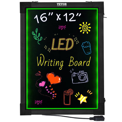 VEVOR LED Message Writing Board, 16"x12" Illuminated Erasable Lighted Chalkboard, Neon Effect Menu Sign Board, Drawing Board with 8 Fluorescent Chalk Markers and Remote Control, for Home Wedding Shop - Renee Lane Company