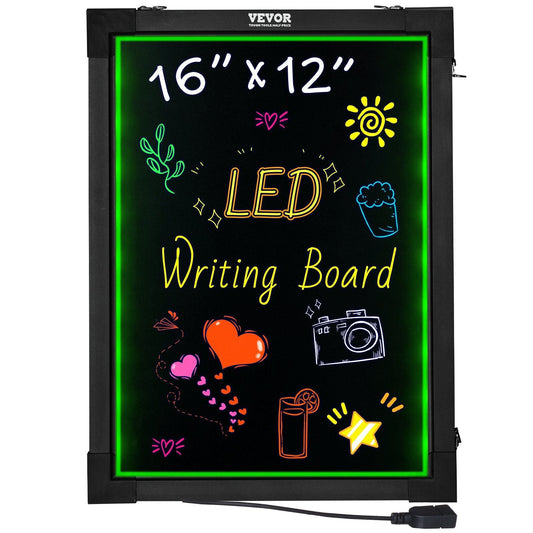 VEVOR LED Message Writing Board, 16"x12" Illuminated Erasable Lighted Chalkboard, Neon Effect Menu Sign Board, Drawing Board with 8 Fluorescent Chalk Markers and Remote Control, for Home Wedding Shop - Renee Lane Company
