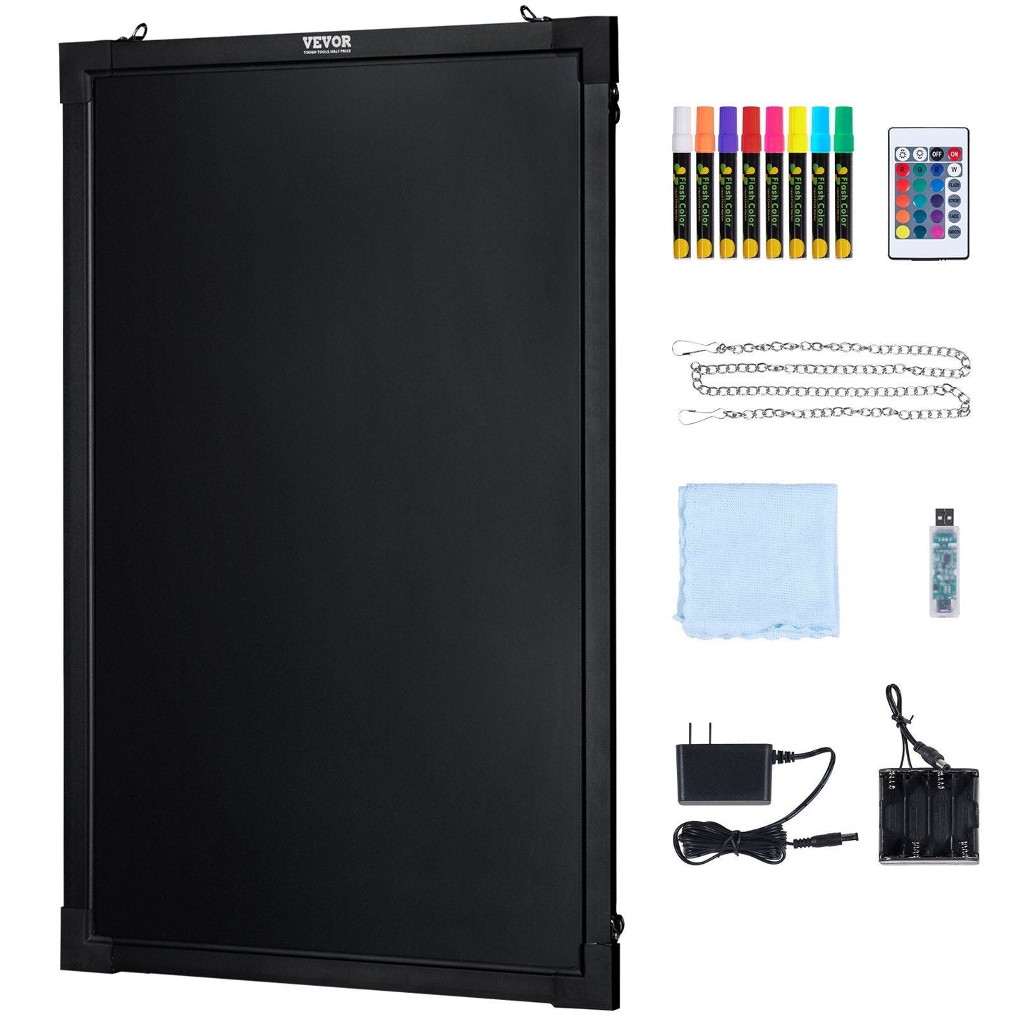 VEVOR LED Message Writing Board, 16"x12" Illuminated Erasable Lighted Chalkboard, Neon Effect Menu Sign Board, Drawing Board with 8 Fluorescent Chalk Markers and Remote Control, for Home Wedding Shop - Renee Lane Company