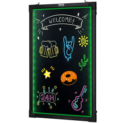 VEVOR LED Message Writing Board, 16"x12" Illuminated Erasable Lighted Chalkboard, Neon Effect Menu Sign Board, Drawing Board with 8 Fluorescent Chalk Markers and Remote Control, for Home Wedding Shop - Renee Lane Company