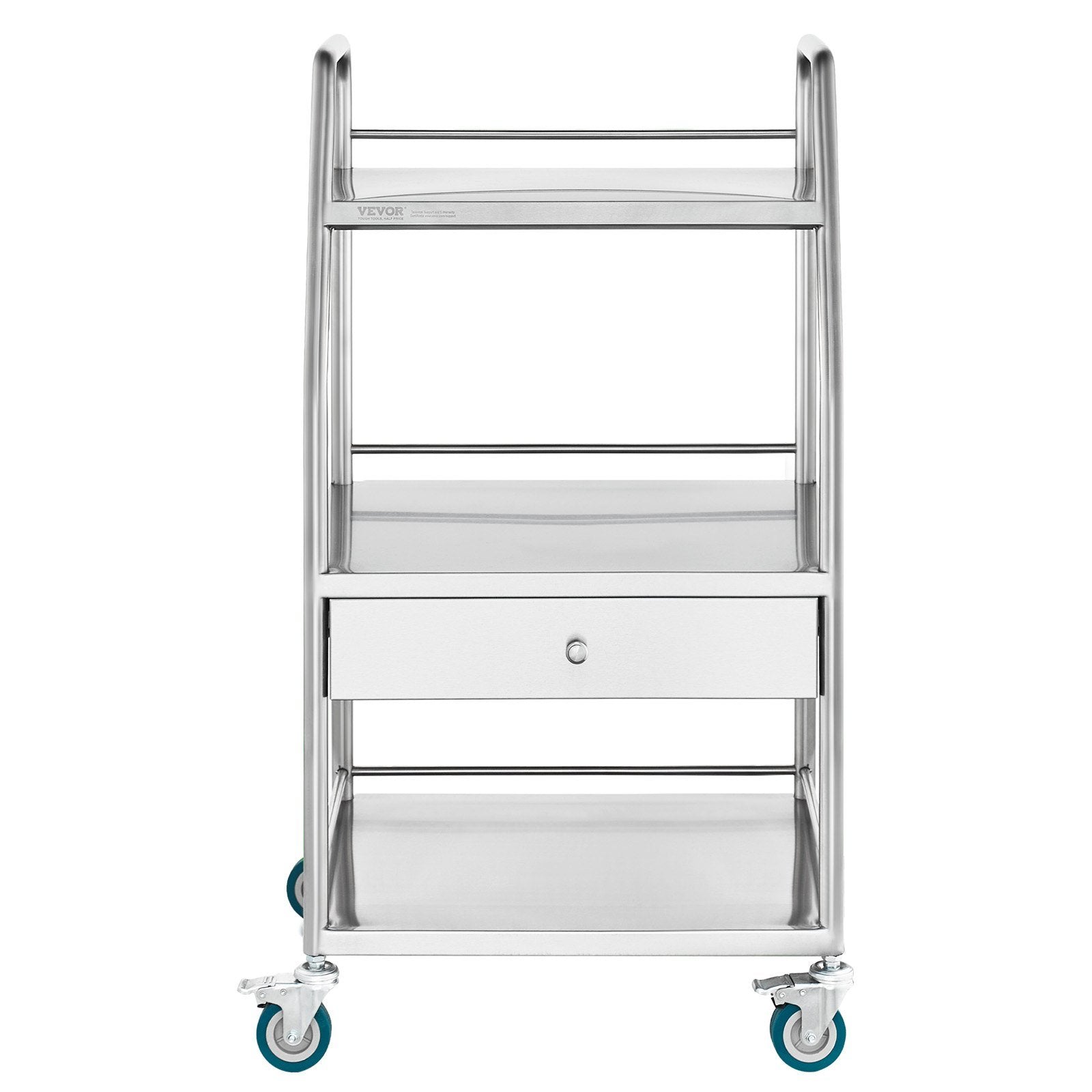 VEVOR Lab Serving Cart, 3 Layers Stainless Steel Utility Rolling Cart, Medical Cart with A Drawer, Dental Utility Cart with Lockable Wheels, for Laboratory, Hospital, Dental Use - Renee Lane Company