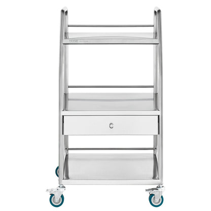 VEVOR Lab Serving Cart, 3 Layers Stainless Steel Utility Rolling Cart, Medical Cart with A Drawer, Dental Utility Cart with Lockable Wheels, for Laboratory, Hospital, Dental Use - Renee Lane Company