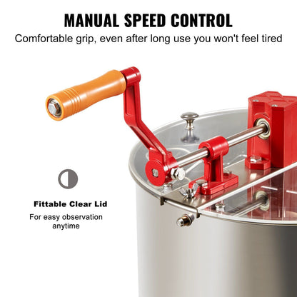 VEVOR Manual Honey Extractor, 3 Frames Honey Spinner Extractor, Stainless Steel Beekeeping Extraction, Honeycomb Drum Spinner with Lid, Apiary Centrifuge Equipment with Height Adjustable Stand - Renee Lane Company
