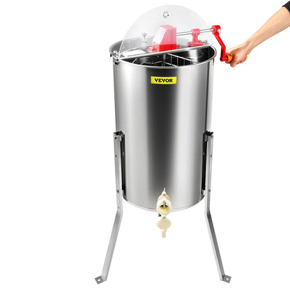 VEVOR Manual Honey Extractor, 3 Frames Honey Spinner Extractor, Stainless Steel Beekeeping Extraction, Honeycomb Drum Spinner with Lid, Apiary Centrifuge Equipment with Height Adjustable Stand - Renee Lane Company