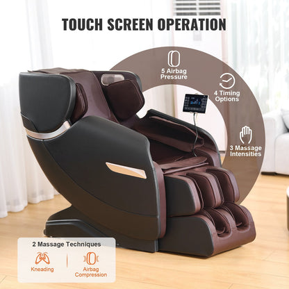 VEVOR Massage Chair - Full Body Zero Gravity Recliner with Multi Auto Modes, 3D Shiatsu, Heating, Bluetooth Speaker, Airbag, Foot Roller, and Touch Screen - Renee Lane Company