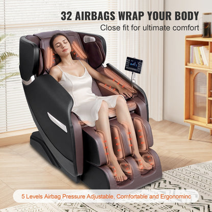 VEVOR Massage Chair - Full Body Zero Gravity Recliner with Multi Auto Modes, 3D Shiatsu, Heating, Bluetooth Speaker, Airbag, Foot Roller, and Touch Screen - Renee Lane Company