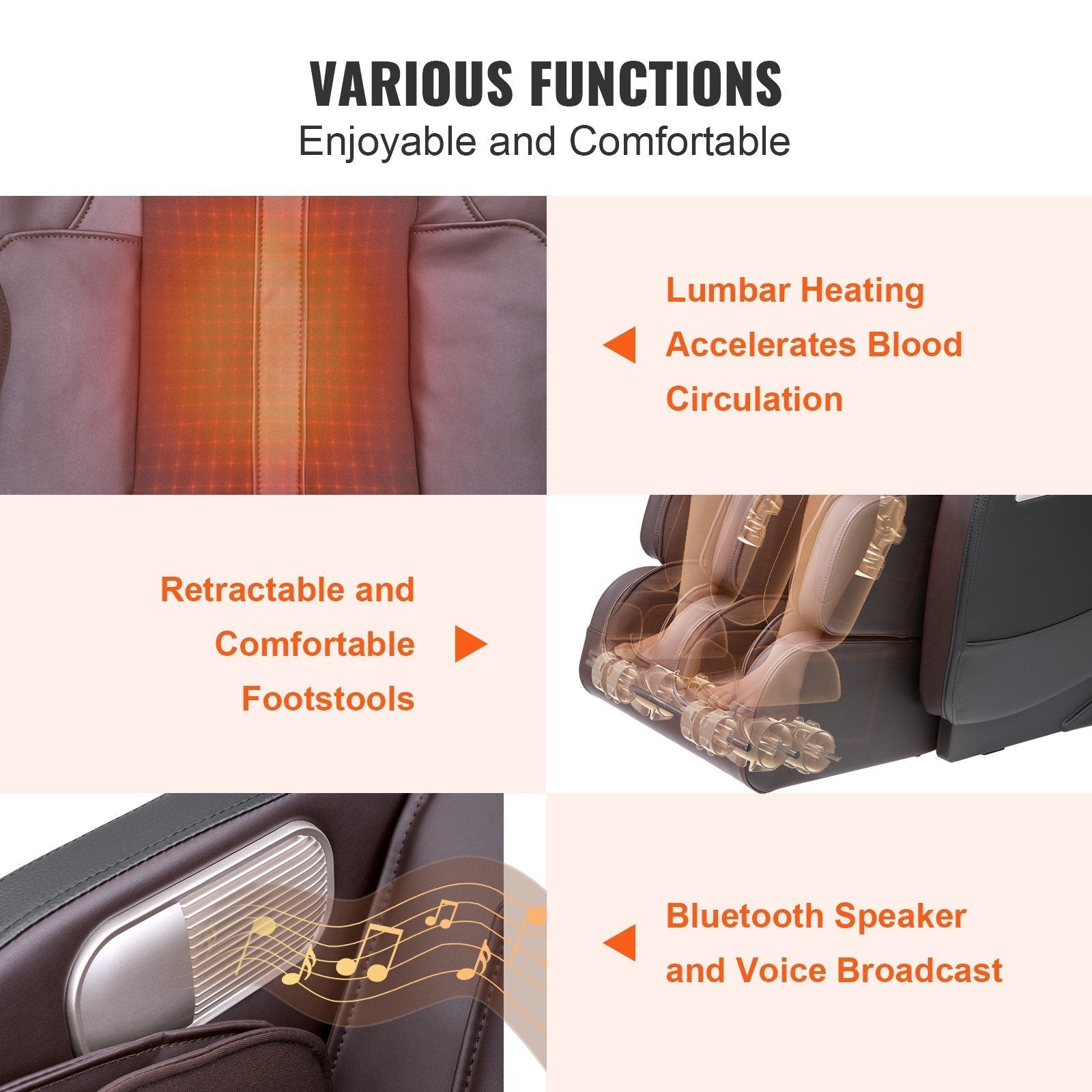 VEVOR Massage Chair - Full Body Zero Gravity Recliner with Multi Auto Modes, 3D Shiatsu, Heating, Bluetooth Speaker, Airbag, Foot Roller, and Touch Screen - Renee Lane Company