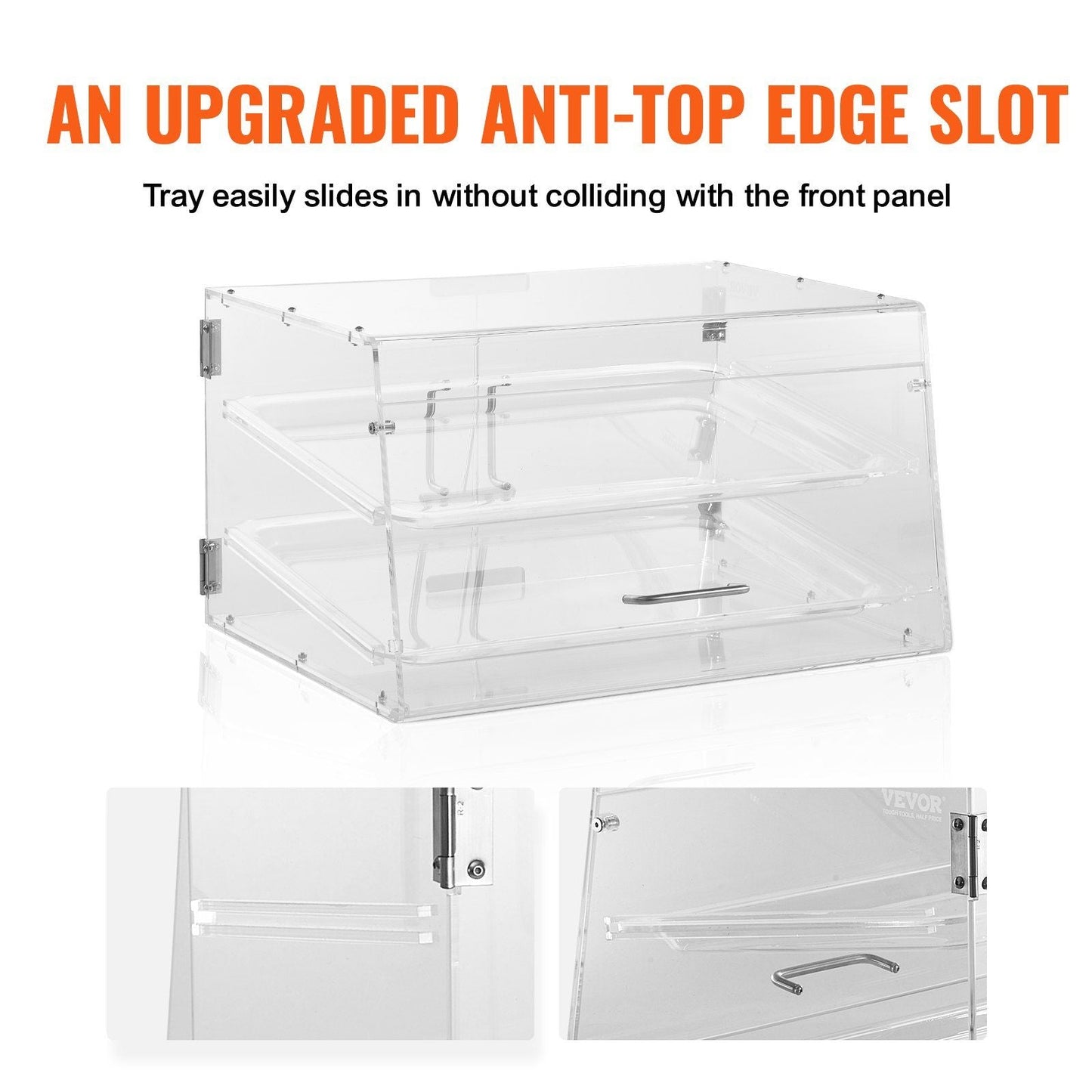 VEVOR Pastry Display Case, 2-Tier Commercial Countertop Bakery Display Case, Acrylic Display Box with Rear Door Access & Removable Shelves, Keep Fresh for Donut Bagels Cake Cookie, 20.7"x13.2"x11.9" - Renee Lane Company