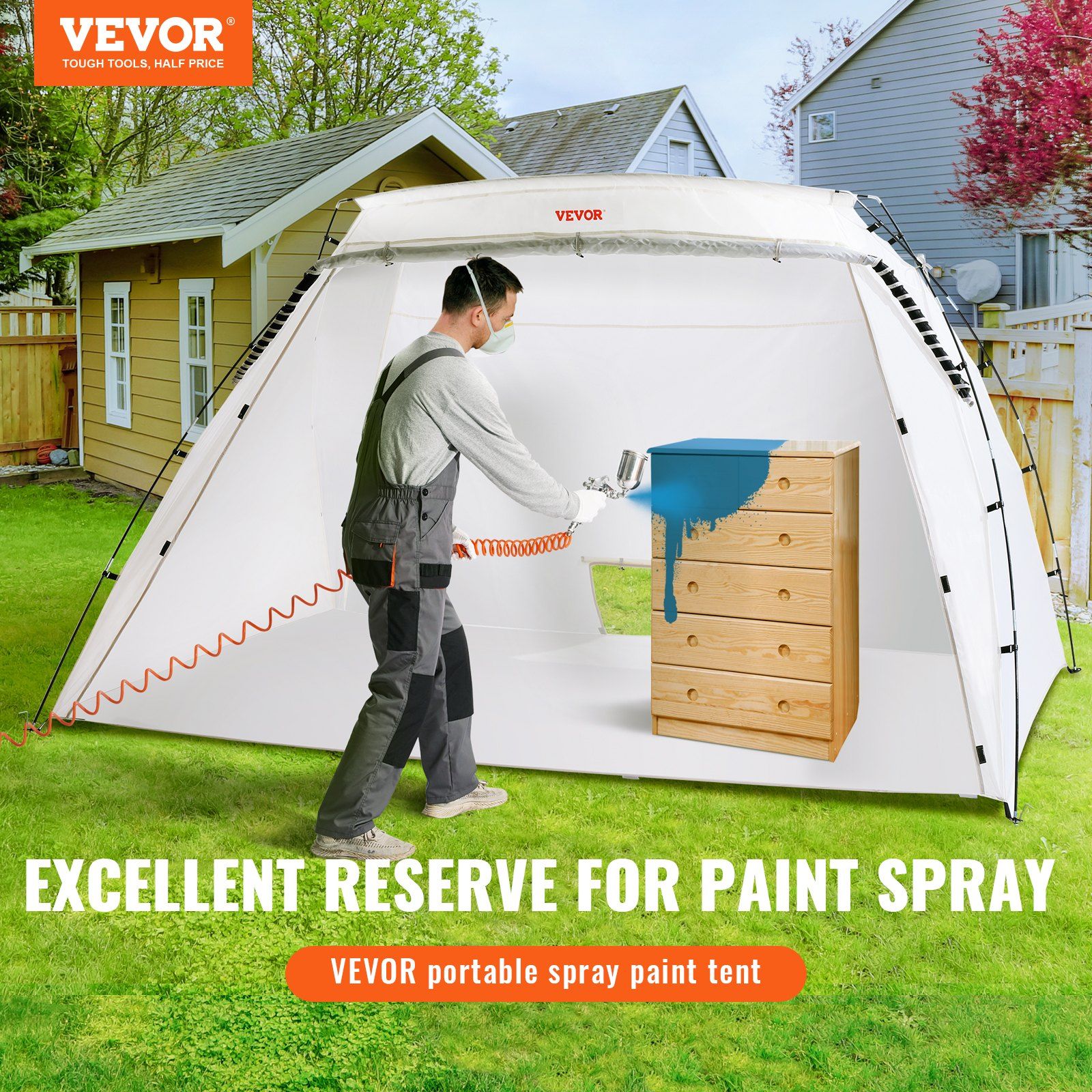 VEVOR Portable Paint Booth, Larger Spray Paint Tent with Built-in Floor & Mesh Screen, Painting Tent Station for Furniture DIY Hobby Tool, 10x7x6ft Spray Paint Shelter - Renee Lane Company