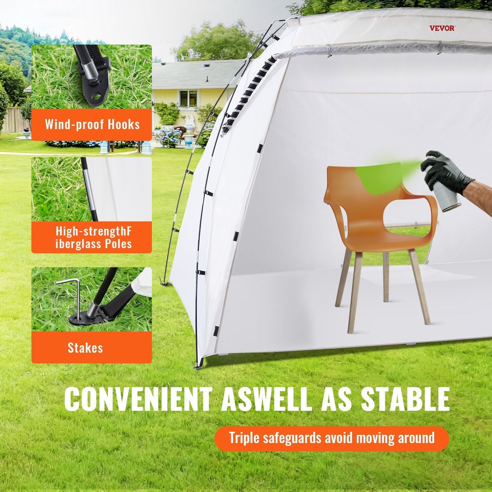 VEVOR Portable Paint Booth, Larger Spray Paint Tent with Built-in Floor & Mesh Screen, Painting Tent Station for Furniture DIY Hobby Tool, 10x7x6ft Spray Paint Shelter - Renee Lane Company