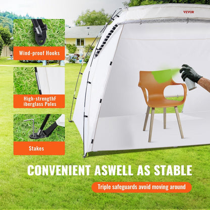 VEVOR Portable Paint Booth, Larger Spray Paint Tent with Built-in Floor & Mesh Screen, Painting Tent Station for Furniture DIY Hobby Tool, 10x7x6ft Spray Paint Shelter - Renee Lane Company